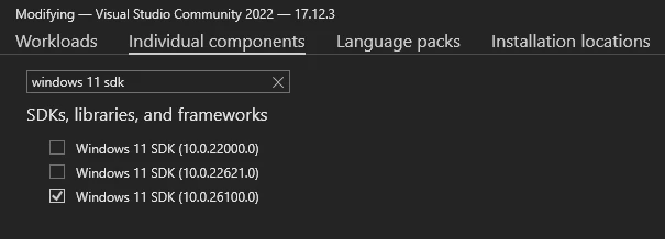 Windows SDK 安装